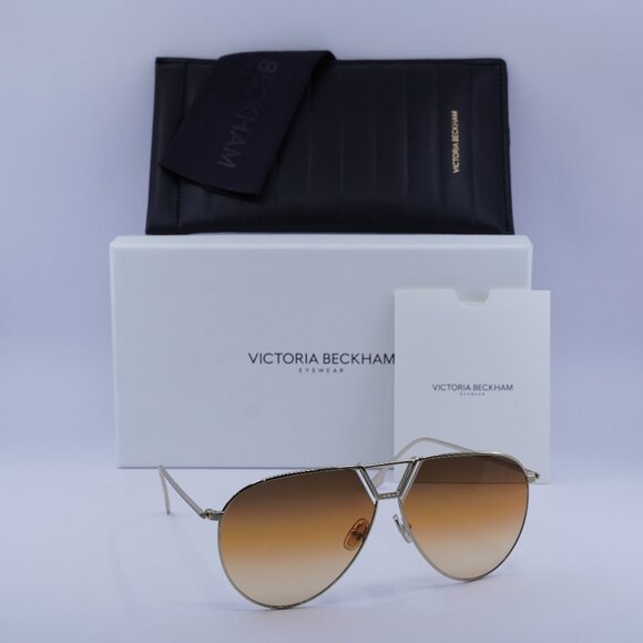 Victoria Beckham VB208S 702 Aviator Sunglasses – Gold/Brown Gradient - Picture 1 of 9